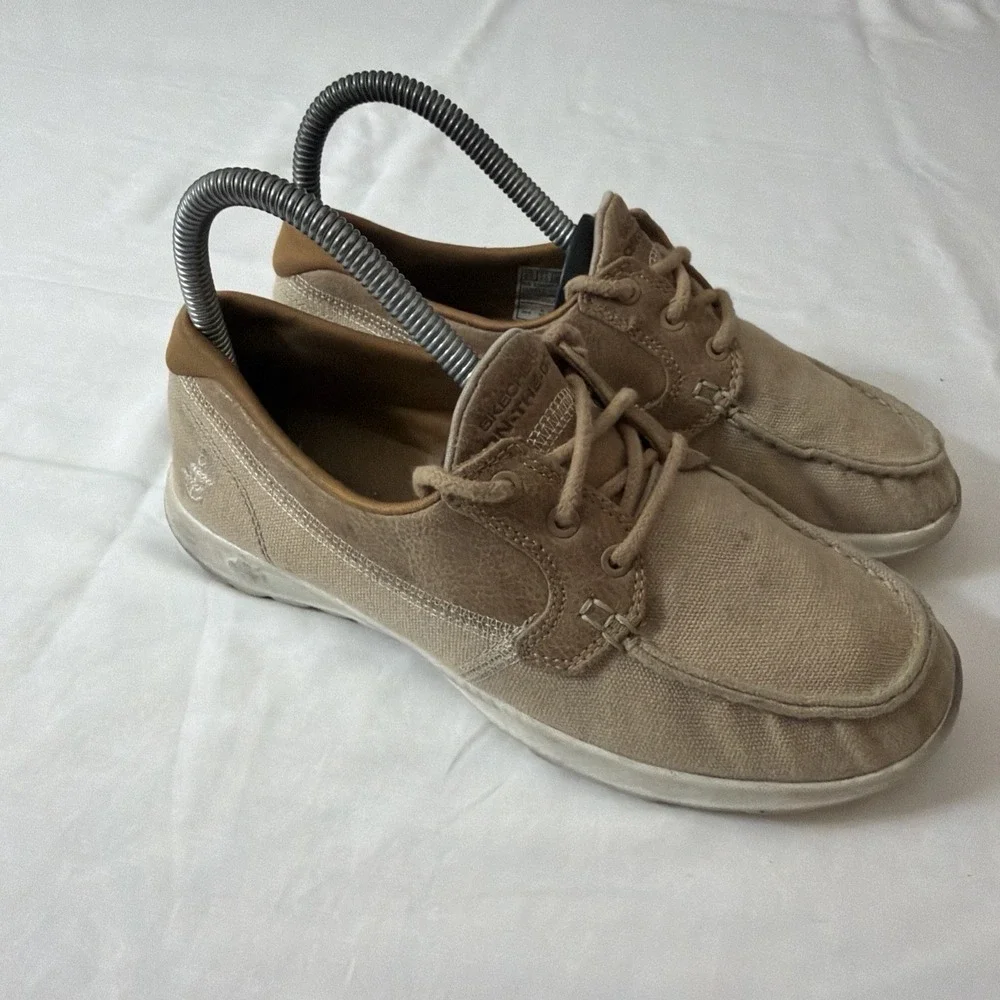 Skechers On-The-Go Lite Boat Shoes Womens 6.5 Tan Goga Max Deck 15430 Comfy Shoe